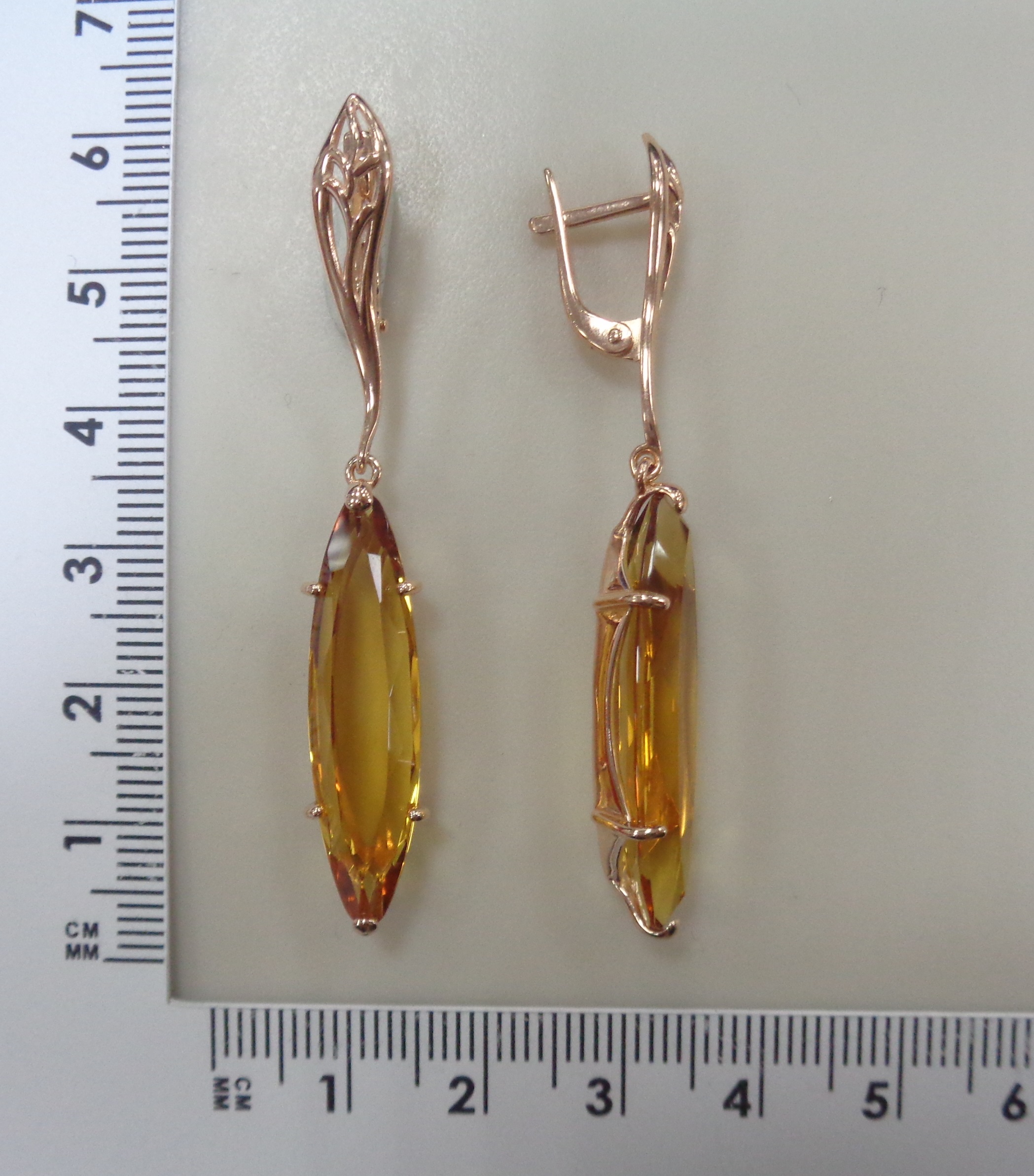 Серебряные серьги с цитринами